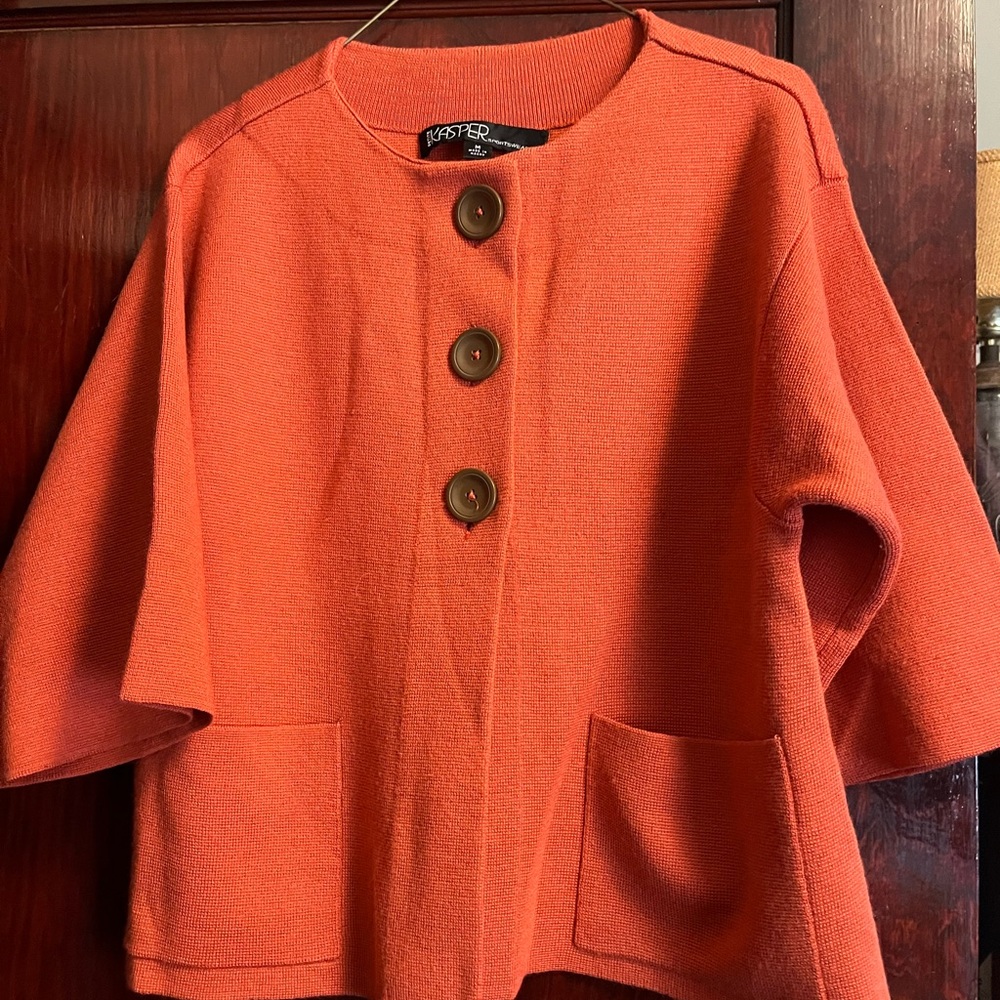 Kasper Orange Cardigan Sweater